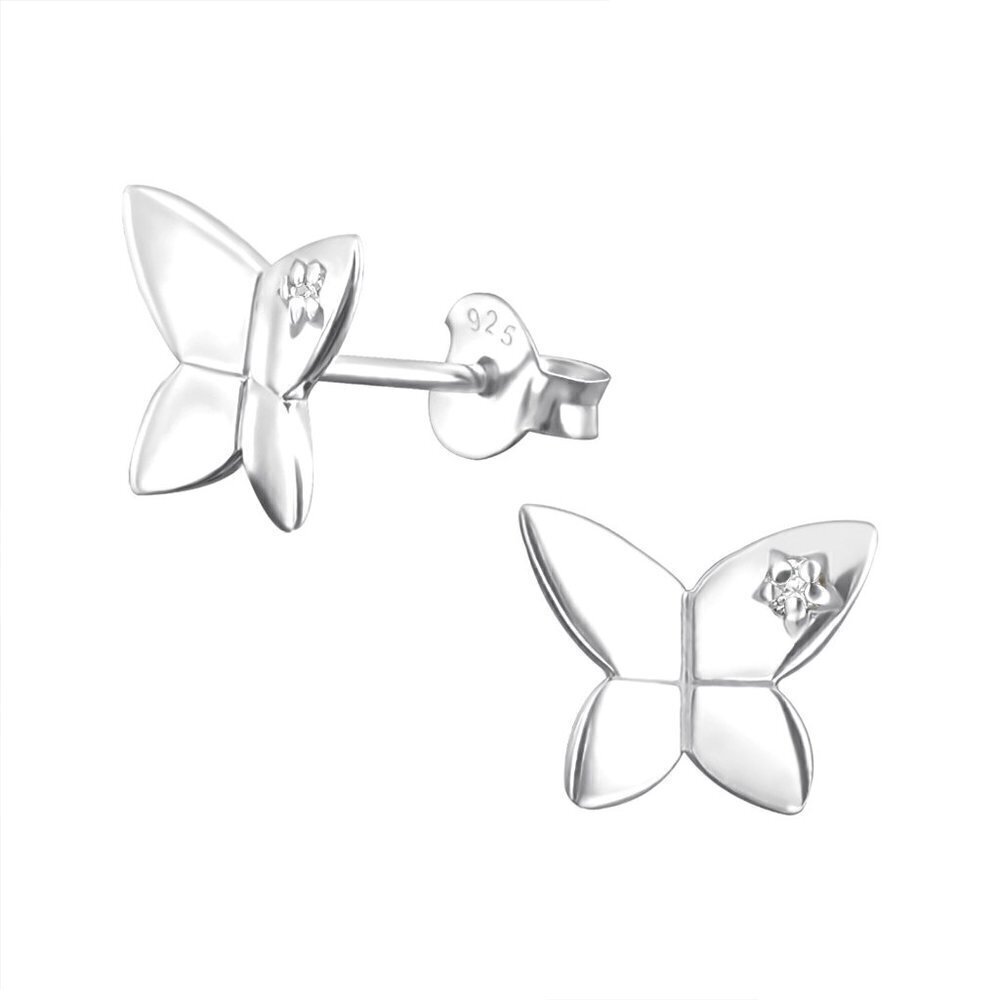 Sterling Silver 3D Butterfly Stud Earrings